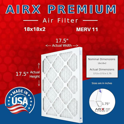 AIRX FILTERS WICKED CLEAN AIR. 18x18x2 Air Filter MERV 11 Electrostatic Pleated Air Conditioner Filter 6 Pack HVAC AC Furnace Filters