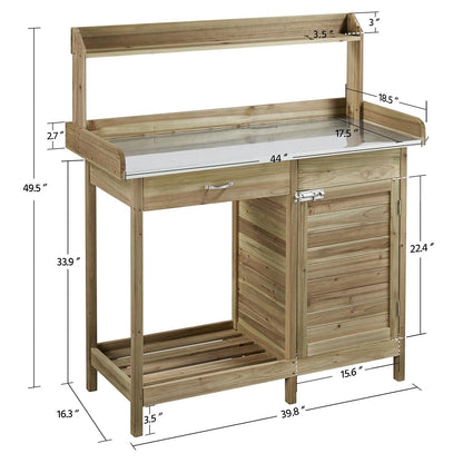 Yaheetech Potting Bench Outdoor Potting Table with Storage,Light Green