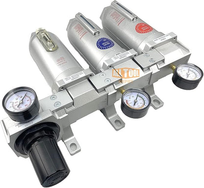 1" NPT SUPER DUTY Industrial Grade 4 Stages Filter Coalescing Desiccant Dryer Regulator System For Compressed Air Lines, Metal Bowls, Great For Paint Spray And Plasma Cutter (AUTO DRAIN)