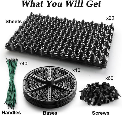 5 Gallon Air Pruning Containers, Roots Control Planter New Plastic Nursery Pots Fruit Vegetable Orchard Garden Self-Planting Pots, Size 12"x12", Black, (10P)
