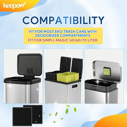 KEEPOW 8 Pack Trash Can Deodorizer Compatible with EKO Trash Can, Activated Charcoal Odor Absorber for Trash Can and Compost Bin, Garbage Can Deodorizer for Indoor Kitchen Compost Bucket (Square)
