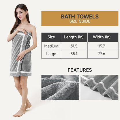 REDKISS Soft 4 Piece Bath Towel Set - 2 Handtowels, 2 Bathtowels | Super Absorbent, No Lint & No Fading,Ultra-Fiber Coral Fleece | Perfect for Bathroom, Spa, Gym | Family & Adults-Grey Gray Sets