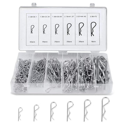 Boatsea Cotter Pin Assortment Kit, 150PCS 6 Sizes Hair Pin R Clips Assortment Kit, Zinc Plated Spring Steel Hairpin R Clips, Retaining Hair Pin for use on Hitch Pin Lock System