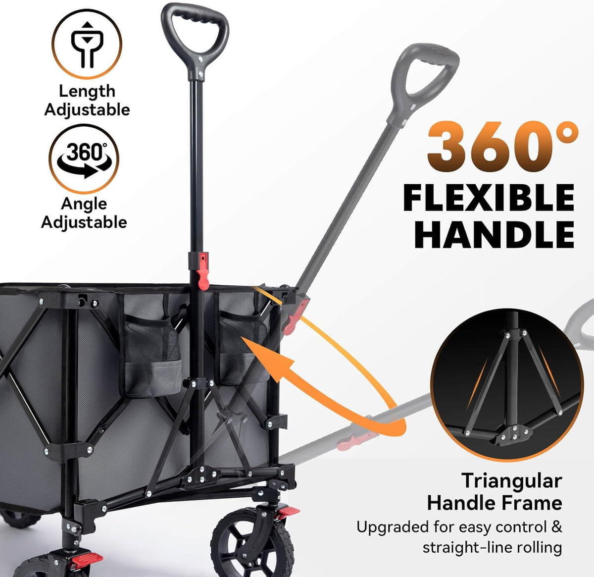 Hikenture Collapsible Wagon - 330LBS Capacity, Extra Large Foldable Wagon with All-Terrain Wheels, Utility Beach Cart for Outdoor Garden