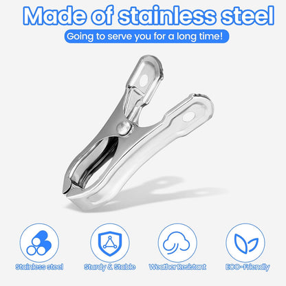 50PCS Garden Clips, Stainless Steel Greenhouse Clamps, Strong Grip Greenhouse Clips, Metal Clips for Netting, Shade Cloth, Plant Cover on Garden Hoops or Greenhouse Hoops by EGYPAMID