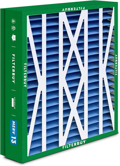 Filterbuy 21x23.5x5 Air Filter MERV 13 Optimal Smoke & Allergy Defense (2-Pack), Pleated HVAC AC Furnace Filters for Trane Perfect Fit & American Standard (Actual Size: 20.00 x 23.09 x 4.97)
