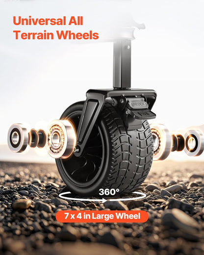 VEVOR 400L/450lbs Large Collapsible Double Decker Wagon, Foldable Heavy Duty Beach Wagon Cart with Big Wheels for Sand, Folding Utility Sports Cart for Camping Garden