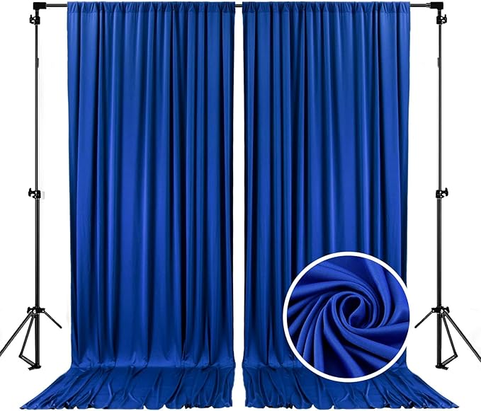10 x 7 Feet Blue Backdrop Curtain for Partie, Background Curtains for Photoshoot, Birthday, Wedding, Halloween, Thanksgiving, Christmas, New Year Party Decorations 5Ft x 7Ft, 2 Panels