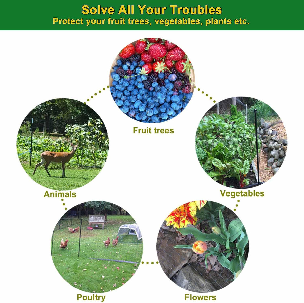 KLEWEE Bird Netting, 7.5 x 25 FT Heavy Plastic Duty Garden Netting to Protect Fruit Trees, Plants and Vegetables Against Birds, Deer, Squirrels and Other Animals
