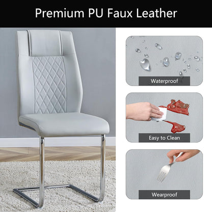 cinkehome Modern Dining Chairs Set of 4 with Metal Legs, High Back Upholstered Armless Side Chair for Kitchen, Dining Room, Faux Leather