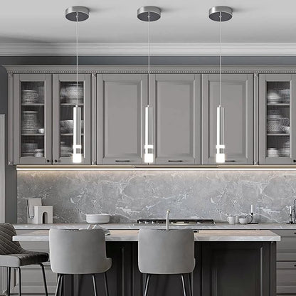 Modern Pendant Light Kitchen Fixture Dimmable LED Chrome Mini Pendant Lighting fo Kitchen Island Bedroom Bedside Table Small Pendant Lights (2-Pack)