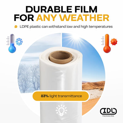 Plastic Sheeting 6 mil, 20' x 50' (1000 sq. ft.) - Thick Semi-Clear LDPE Plastic Sheeting Heavy Duty for Construction and Painting - Plastic Sheeting for Drop Cloth - Roll of Plastic by IDL Packaging