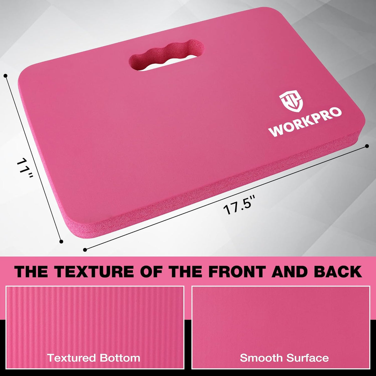 WORKPRO Extra Thick Kneeling Pad, Soft Foam Cushioning for Knee, Large Foam Kneeler Mat for Gardening, Bathing Baby, Workout Supplies, 17.5 x 11 x 1.5 in, Pink