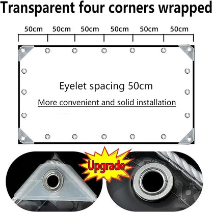 Clear Tarps with Grommets 14 Mil Clear PVC Tarp 400g/m² Thickened Tear Resistant, for Camping, Plants Greenhouse, Cars, Patio (8' X 20')