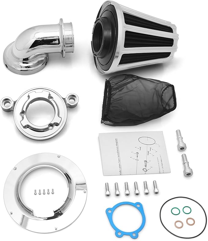 Big Sucker cone Air filter intake for harley air Cleaner Sportster Softail fatboy heritage dyna touring street road king Glide (Gauge style -Chromed, Type A : For Sportster XL models)