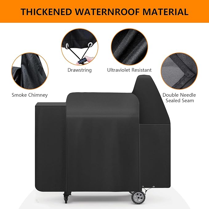 Grill Cover for Pit Boss 820 Deluxe,Pro Series 850,820FB 820D3 820SC 820XL 820PS1 820CS1,Z Grill 700 Series,Outdoor Heavy Duty 600D Waterproof BBQ Pitboss Smoker Cover for 820D PB820FB Grill,Black