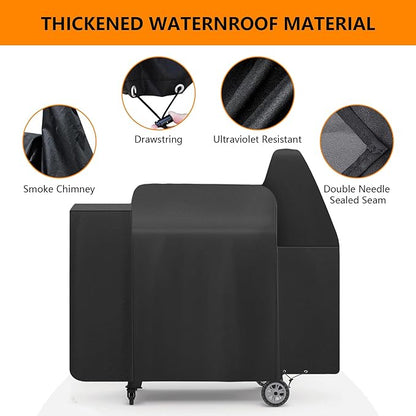 Grill Cover for Pit Boss 820 Deluxe,Pro Series 850,820FB 820D3 820SC 820XL 820PS1 820CS1,Z Grill 700 Series,Outdoor Heavy Duty 600D Waterproof BBQ Pitboss Smoker Cover for 820D PB820FB Grill,Black