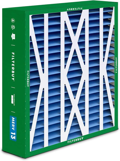 Filterbuy 17.5x21x5 Air Filter MERV 13 Optimal Smoke & Allergy Defense (2-Pack), Electrostatic Pleated HVAC AC Furnace Filters for Rheem, Ruud, and Protech (Actual Size: 17.13 x 20.63 x 4.38)