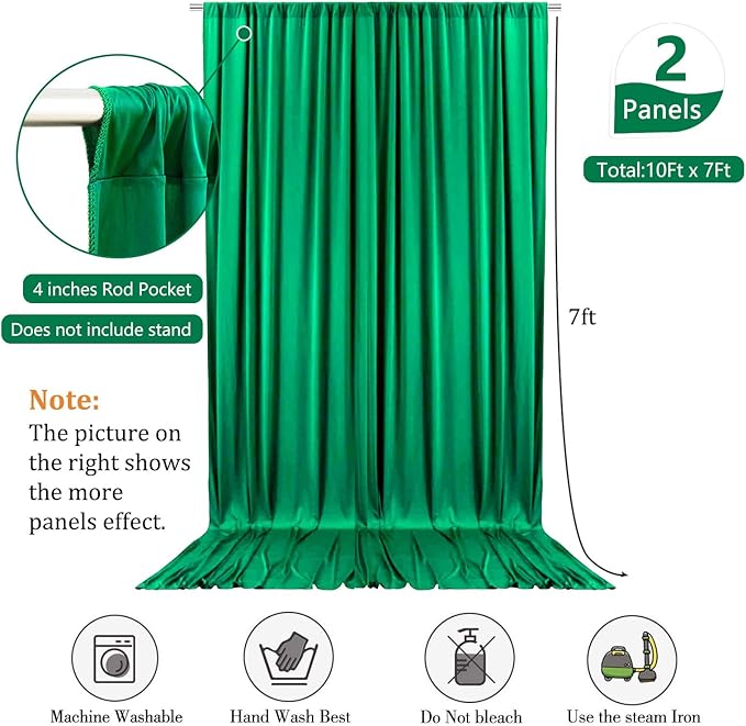 10 x 7 Feet Hunter Green Backdrop Curtain for Partie, Background Curtains for Photoshoot, Birthday, Wedding, Halloween, Thanksgiving, Christmas, New Year Party Decorations 5Ft x 7Ft, 2 Panels