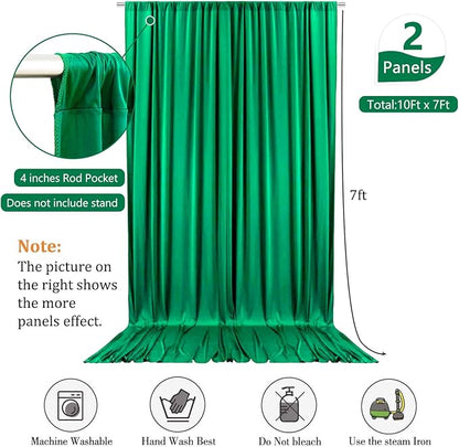 10 x 7 Feet Hunter Green Backdrop Curtain for Partie, Background Curtains for Photoshoot, Birthday, Wedding, Halloween, Thanksgiving, Christmas, New Year Party Decorations 5Ft x 7Ft, 2 Panels