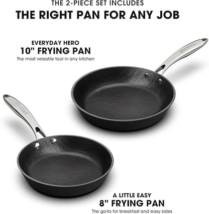 imarku Non Stick Frying Pans - 8 & 10 inch Frying Pan Set Nonstick Skillet, Professional Frying Pans Nonstick with Cool Stainless Steel Handle, Dishwasher Safe, Best Gifts