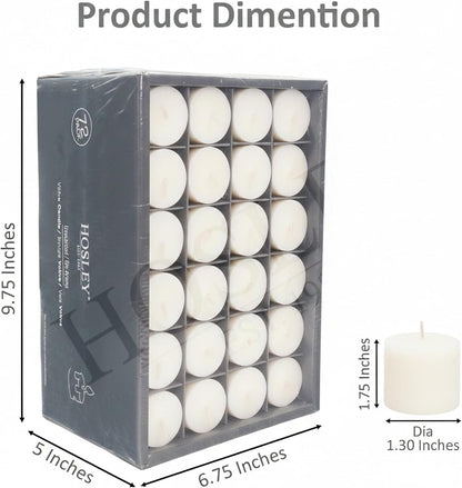 Hosley Unscented White Votive Candles, 72-Pack – Clean-Burning, Long-Lasting 10-12 Hour Burn – Ideal for Weddings, Home Décor, Spa, Events – Bulk Value for Versatile Use