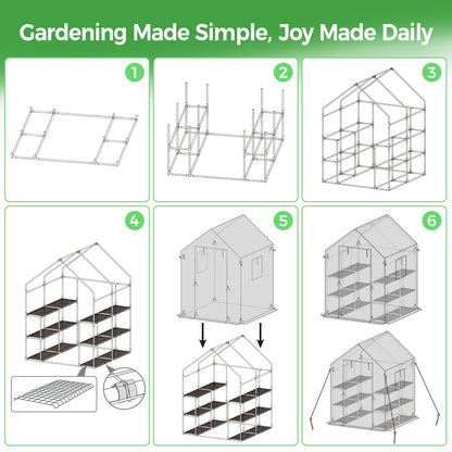 Ohuhu Greenhouse for Outdoors with Screen Windows, 57 x 57 x 76'' Walk in Plant Greenhouses Heavy Duty with Durable PE Cover, 3 Tiers 12 Shelves Stands Plastic Portable Green House with Shelf Clips