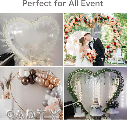Heart Shape Wedding Metal Arch Backdrop Gold Flower Balloon Arbors Stand for Wedding Birthday Party, Graduation Decorations and Baby Shower 2M