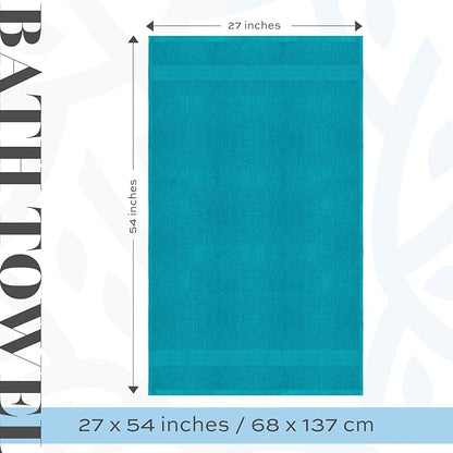 White Classic Luxury Bath Towels Set of 4 Large - 700 GSM Cotton Ultra Soft Bath Towels 27x54 | Highly Absorbent and Quick Dry | Hotel Towels for Bathroom Luxury, Plush Shower Towels, Aqua