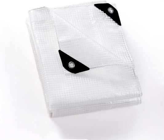 GUARD SHIELD Clear White Tarp Heavy Duty 6x8 Feet Waterproof for Greenhouse Outdoor Garden Poly Cover UV Resistant 3x3 Weave 10mil