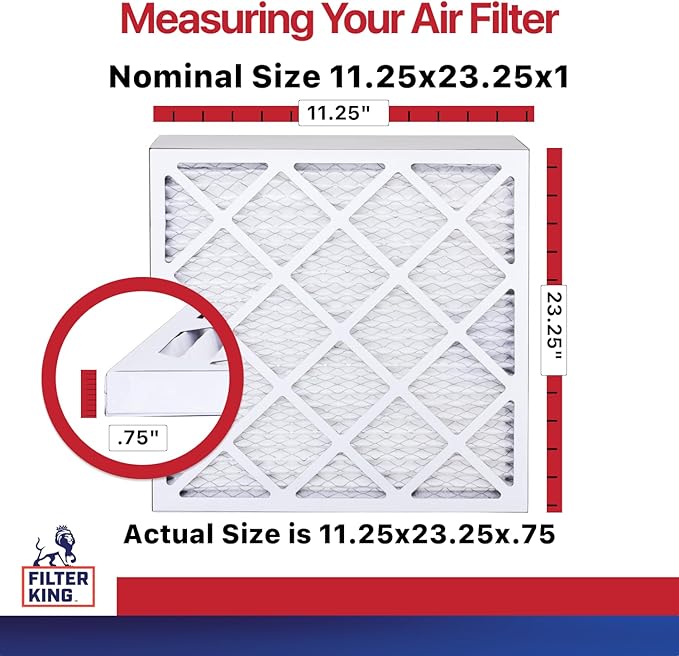 Filter King 11.25x23.25x1 Air Filter | 12-PACK | MERV 11 HVAC Pleated A/C Furnace Filters | MADE IN USA | Actual Size: 11.25 x 23.25 x .75"