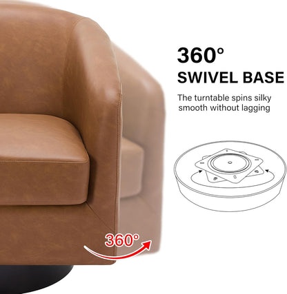 Swivel Barrel Accent Chair, Modern Round Chenille Fabric Arm Chair for Living Room, Bedroom, Comfy Club Reading Chairs for Adults