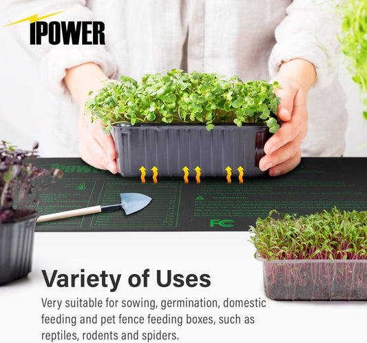iPower 48” x 20.75” Seeding Heat Mat Upgraded Carbon Film Indoor Warm Hydroponic Plant Germination Starting Pad Durable Waterproof, 48" x 20.75", Black