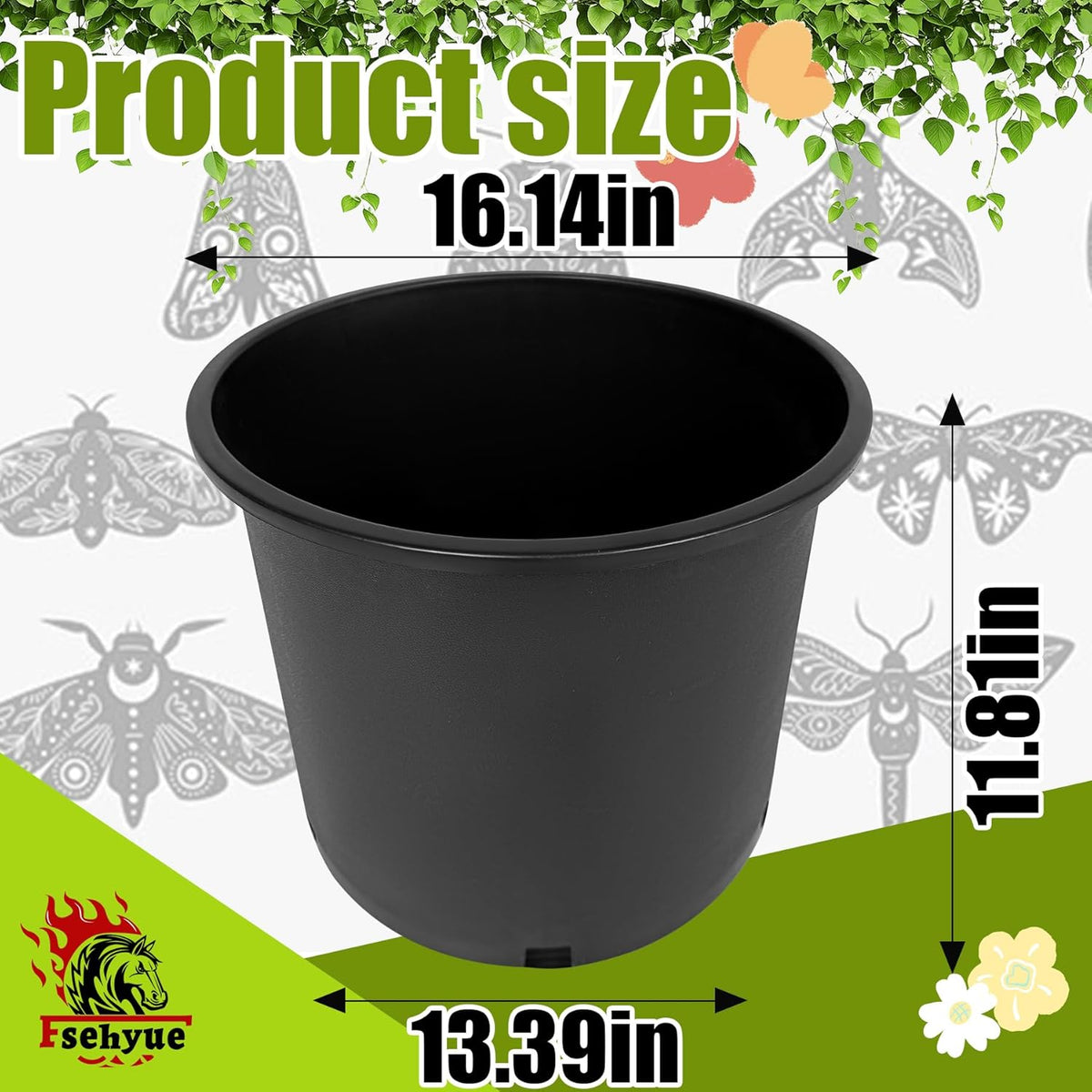 10 Gallon Nursery Pots Plastic Container Injection Molded Pot for Plants Flexible with Drainage Holes Suitable for Plants Soil Growers or Hydroponics Black 10 Pcs