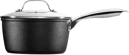 Starfrit The Rock Diamond 10PC Non-Stick Set - Durable Forged Aluminum - Oven Safe - PFOA Free - Easy to Clean - Black