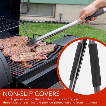 Grill Tongs 24-Inch Super Long Extra Heavy Duty for Grilling and Barbecue Heat Resistant Hand Grips Stainless Steel for BBQ Outdoor Kitchen and Cooking Hot Grilled Food