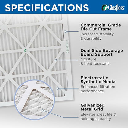 Glasfloss ZL 10x30x1 MERV 10 (FPR 5-6) AC Furnace Air Filters. (Box of 6). Actual Size: 9-5/8 x 29-5/8 x 7/8