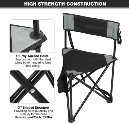 REDCAMP Tripod Hunting Chair for Blinds, Folding Lightweight Portable Fishing Chair for Adults Hunting Stools with Backrest, Golf Chairs for Spectators, Black