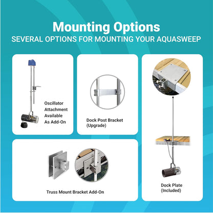 Scott Aerator 3/4 Horse Power 230V Muck Blaster - 100ft Cord | 3/4 Horse Power Aquasweep w/Dock Mount | Water Circulator | Water Agitator | Water Mover | Muck Blower