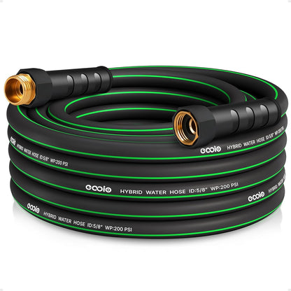 Heavy Duty Garden Hose 25ft, NON-EXPANDABLE Flexible Water Hose, Kink Resistant Lightweight Hybrid Hose, Leakproof Hose Male to Female Fittings