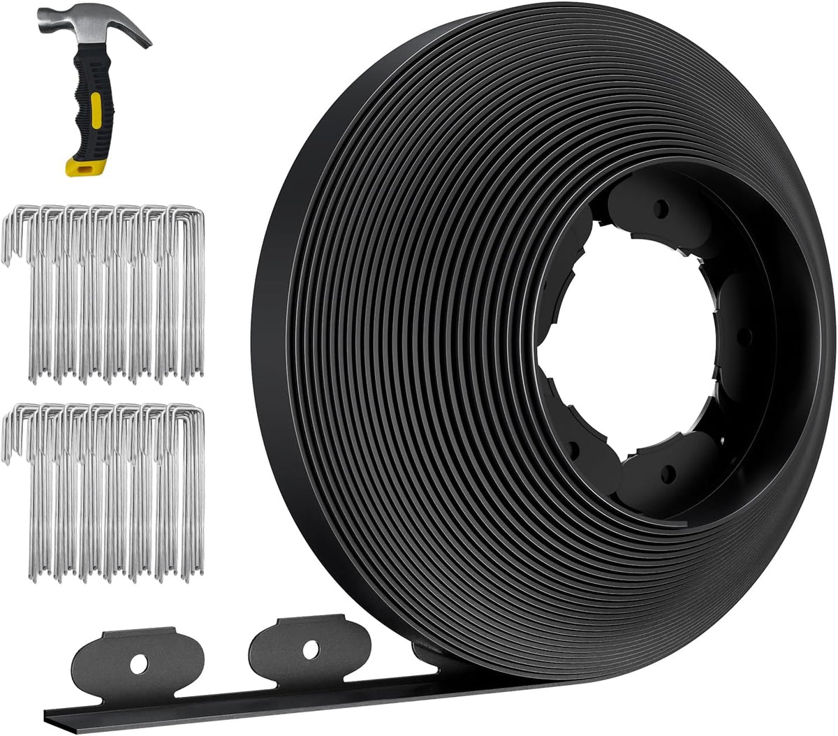 66FT Landscape Edging 2 in Tall with 70 Spikes, Garden Edging Border and 1 Hammer, Plastic Landscape Edging Border Lawn Edging for Landscaping, Flower Beds, Yard