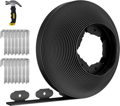 66FT Landscape Edging 2 in Tall with 70 Spikes, Garden Edging Border and 1 Hammer, Plastic Landscape Edging Border Lawn Edging for Landscaping, Flower Beds, Yard