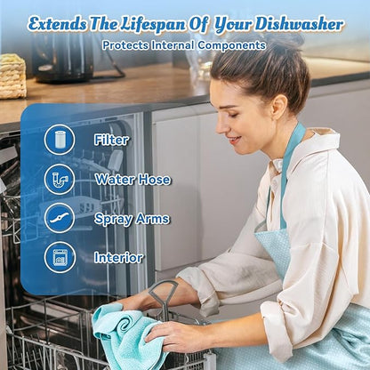 Dishwasher Cleaner Tablets Deodorizer-48 Pack Deep Cleaning Dish Washer Descaler Freshener-Grime Limescale Heavy Duty Grease Odor Smell Remover-for All Dishwashers Lemon Foaming 2 Year Supply