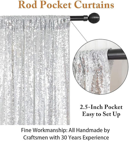 ShinyBeauty Silver Sequin Backdrop 10x10FT, Seamless, Non-Through, Includes 1pc, for Photography, Wedding, Baby Birthday Party, Event Decoration