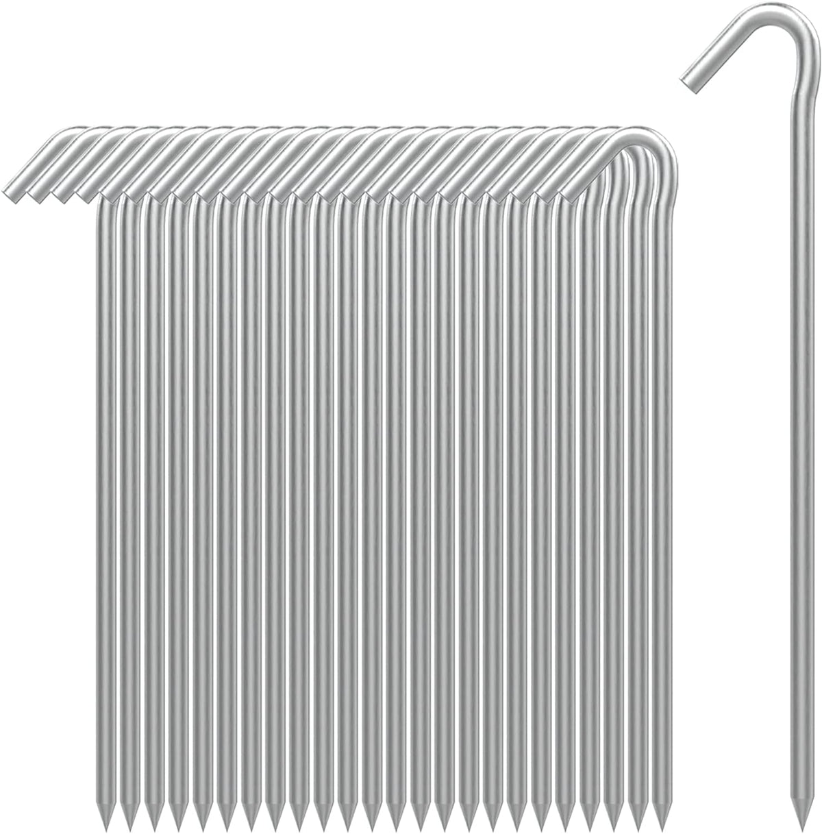 AAGUT Tent Stakes Heavy Duty Metal 9 Inch, 25 Pack Rust-Resistant Galvanized Steel Camping Stake Garden Edging Fence Hooks Yard Tent Pegs for Inflatable, Tarp, Outdoor Christmas Decorations