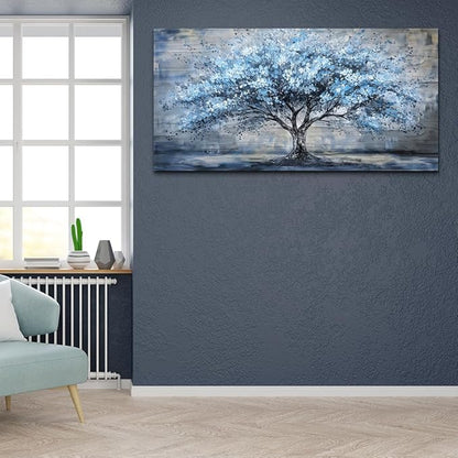 Canvas Wall Art for Living Room Large Wall Decor for Office Bedroom Decorations Blue Tree Landscape Pictures Abstract Paintings Artwork Room Wall Mural Aesthetic Home Decor 30x60 in