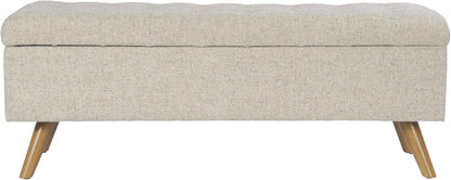 HomePop Modern Tufted Storage Bench - Textured Cream Fabric