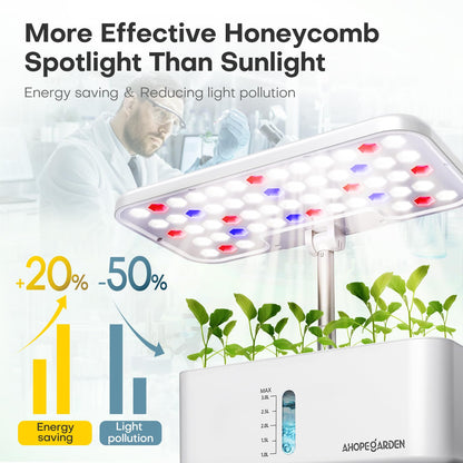 Ahopegarden Indoor Garden Hydroponics Growing System: 10 Pods Kit with LED