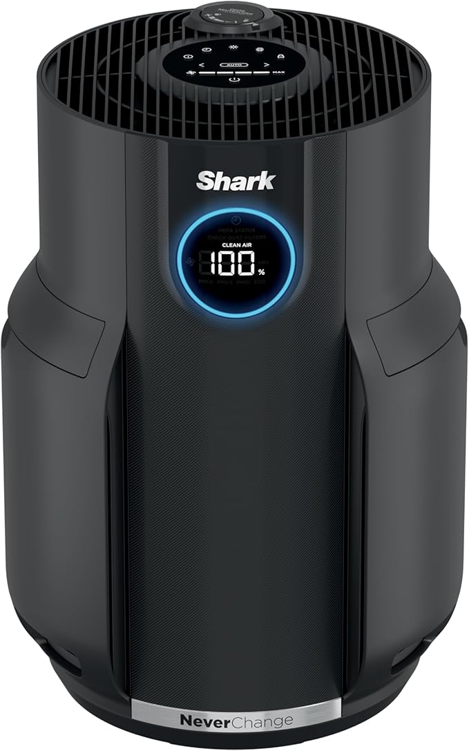Shark Air Purifier for Home, NeverChange, for Large Room, HEPA-Exceeding Filter, Captures Pollutants, Pet Dander, Dust, Odor, Smoke, and More, Odor Neutralizer, HP152, Charcoal