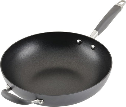 Anolon Advanced Home Hard Anodized Nonstick Pan, Stir Fry w/Helper Handle (12"), Moonstone